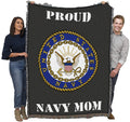 Pure Country Weavers Pcw - Us Navy - Proud Mom Emblem Blanket - Gift Military Tapestry Throw Woven From Cotton - Made In The Usa
