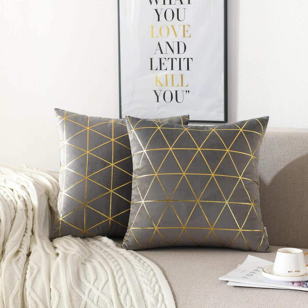 Nordeco Home Pack Of 2 Throw Pillow Covers Cases - Square Decorative Cushion Covers For Sofa Couch Bed Home Decoration, 24 X 24,