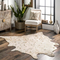 nuLOOM Iraida Animal Print Shaped 5x7 Area Rug for Living Room Bedroom Dining Room Kitchen, Gold/Off White