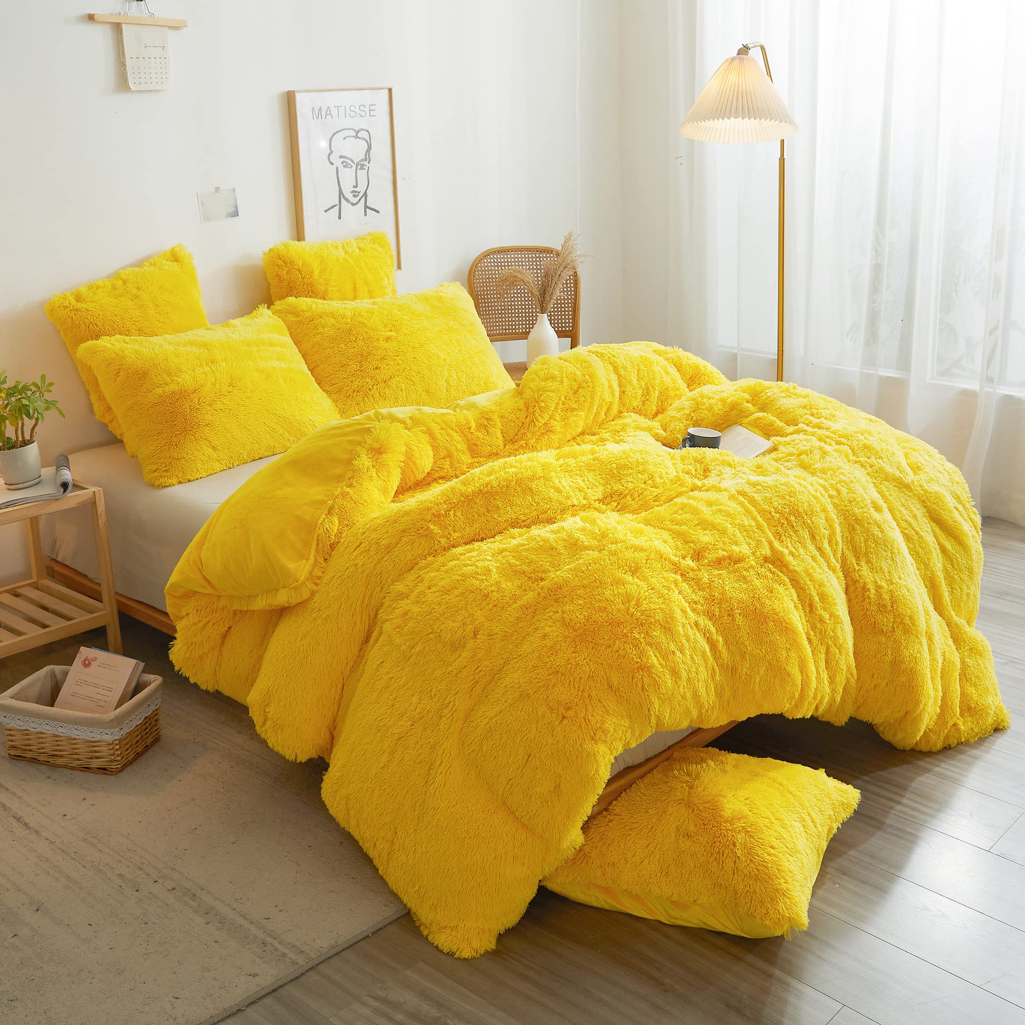 Xege Cozy Plush Shaggy Duvet Cover, Luxury Soft Fluffy Furry Solid Color Comforter Cover, 1 Pc Bedding For Girls Boys Women Bedr