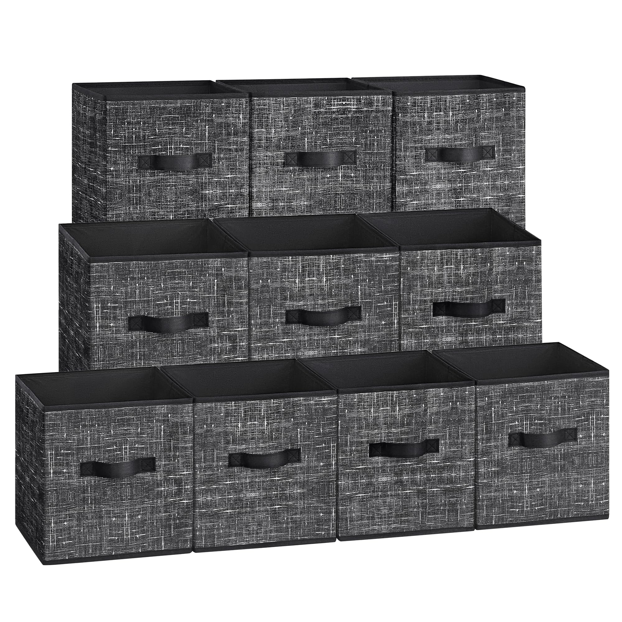 SONGMICS Storage Cubes, 11-Inch Non-Woven Fabric Bins with Double Handles, Set of 10, Closet Organizers for Shelves, Foldable, f