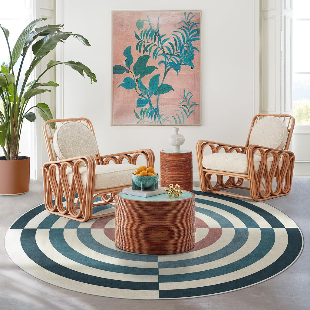 Ruggable X Jonathan Adler Round Rug - Perfect Modern Non-Slip & Washable Rug, Ideal For Living Room, Bedroom, Kitchen - Aestheti