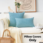 Home Brilliant Teal Decorative Pillow Covers Textured Burlap Linen Pillow Case Soft Euro Sham Covers For Sofa Couch Bed Living R