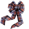 Fall Plaid Door Wreath Bow - 10' Wide, 18' Long Pre-Tied Bow, Orange, Beige, Black, Thanksgiving, Christmas, Kitchen Decor, Do