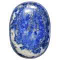 Selenite Charged Hand-Carved Natural Lapis Lazuli XL Palm Stone Pocket Palm Stone/Worry Stone + Selenite Heart Charging Crystal 