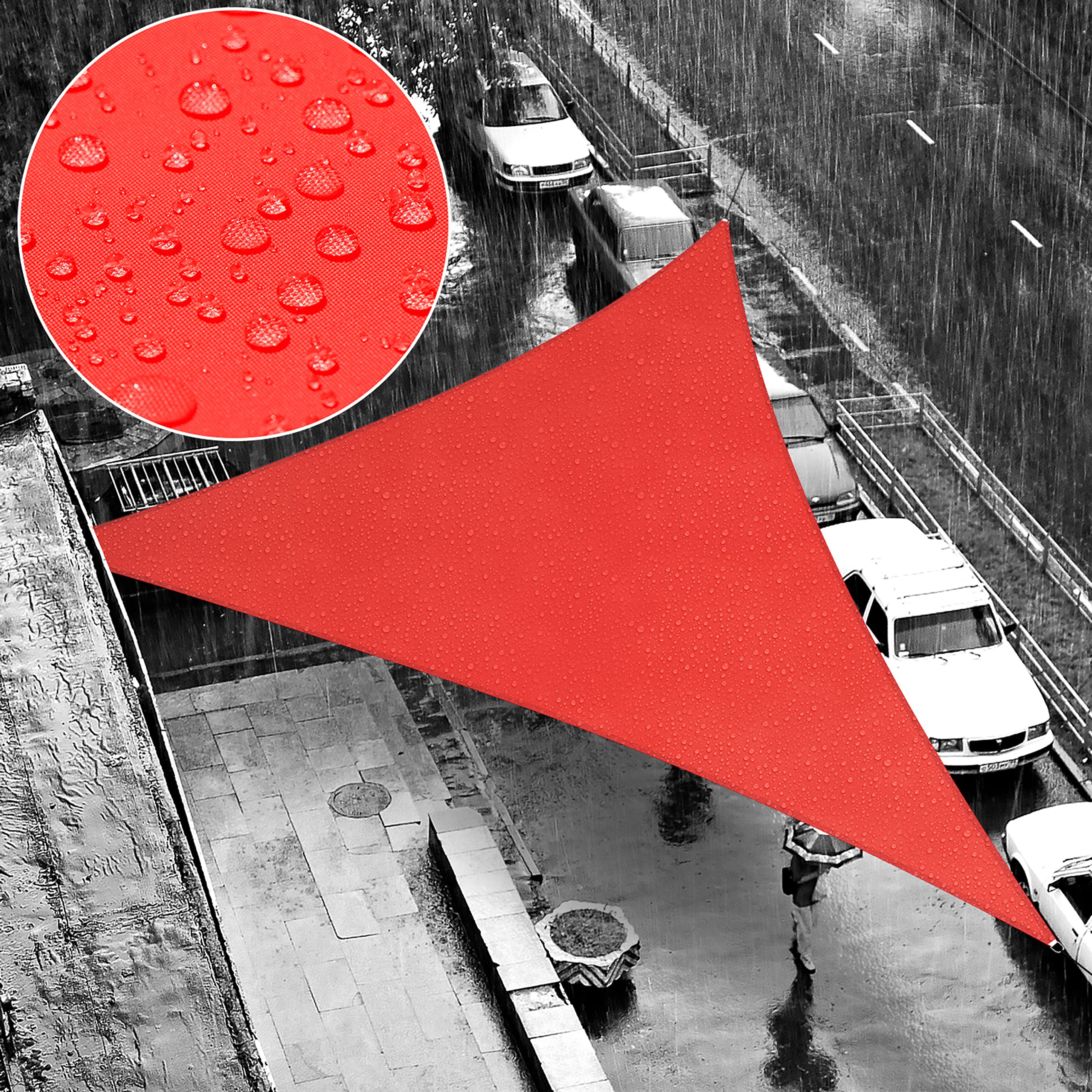 Shademart 4' X 4' X 4' Red Waterproof Shade Sail Beige Sun Shade Sail Triangle Custom Size Water Resistant Canopy Awning Shelter