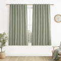 Sage Green Kitchen Curtains 54 Inch Length Small Basement Window Blackout Pleated Curtain for Winter Insulated Linen Cafe Classr