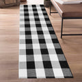 Aoczes Buffalo Plaid Runner Rug 2x6 Feet Black and White Checkered Runner Rug Cotton Woven Farmhouse Floor Mat Washable Rugs for