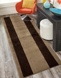 Washable Custom Size Runner Rug Meander Design Beige Brown, (8 Feet Length x 26 Inch Width) Custom Cut Slip Resistant Rubber Bac