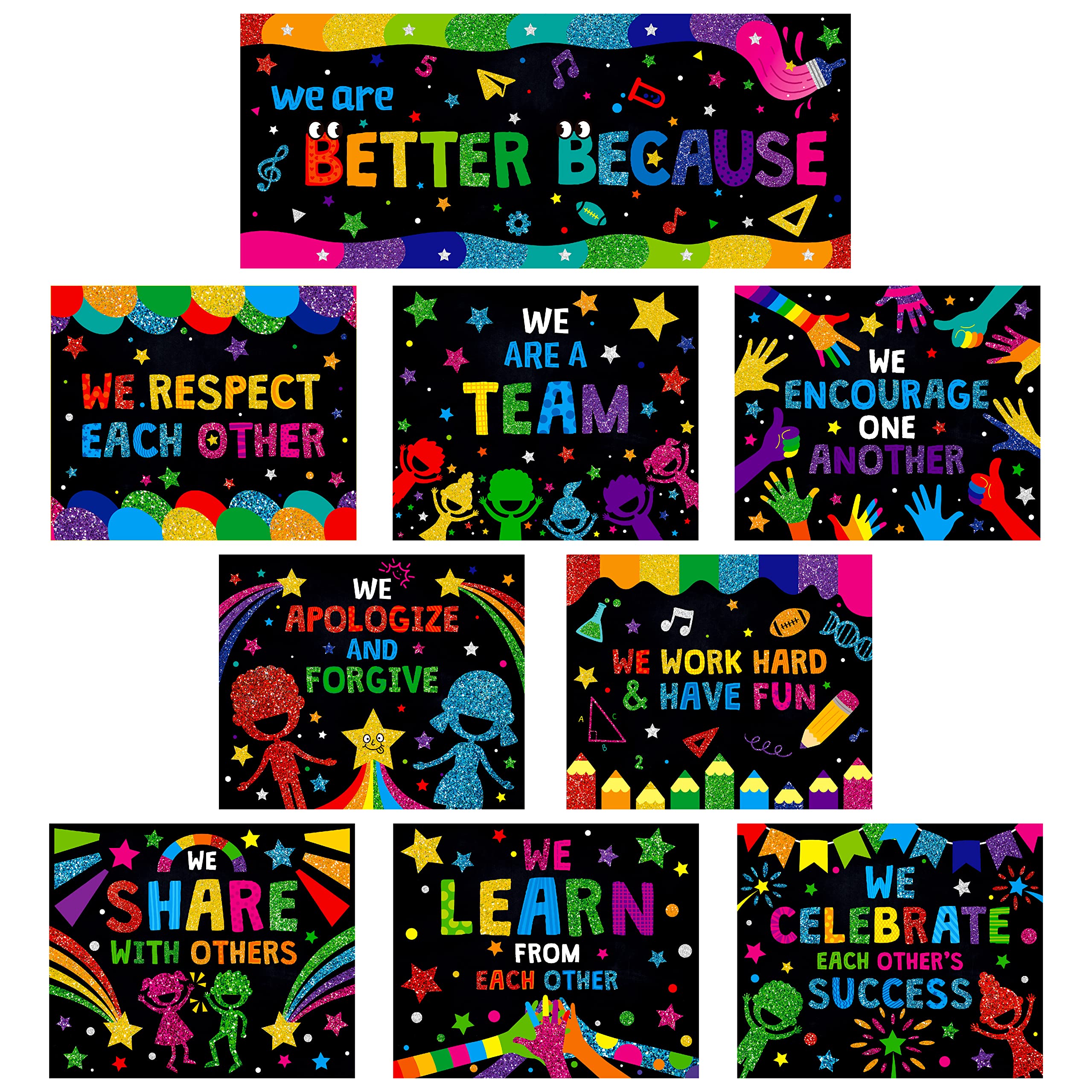 10 Pcs Classroom Poster, Colorful Bulletin Board Decoration Motivational Posters We Are Better Poster Banner For School & Classr