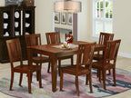 East West Furniture Dudley 7 Piece Set Consist of a Rectangle Kitchen Table and 6 Dining Room Chairs, 36x60 Inch, DUDL7-MAH-W