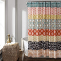 Lush Decor Bohemian Stripe Shower Curtain, 72'W X 84'L, Turquoise & Orange