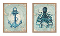 Poster Master 2-Piece Vintage Octopus Poster - Retro Anchor Print - Antarctica Map Art - Aquatic Art - Gift for Men, Women - Nau