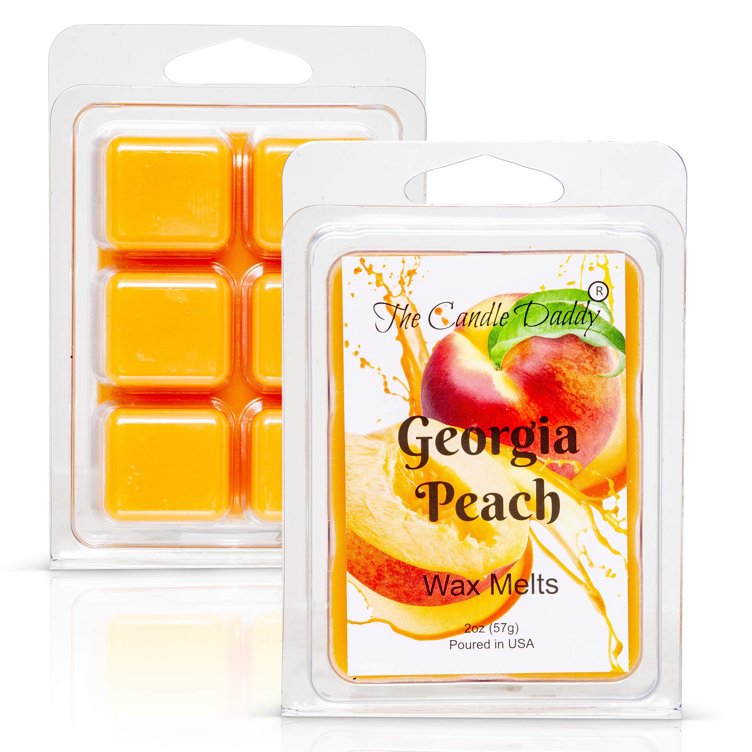 Georgia Peach - Southern Peach Fruit Scented Melt- Maximum Scent Wax Cubes/Melts- 1 Pack -2 Ounces- 6 Cubes, Gift for Women, Men