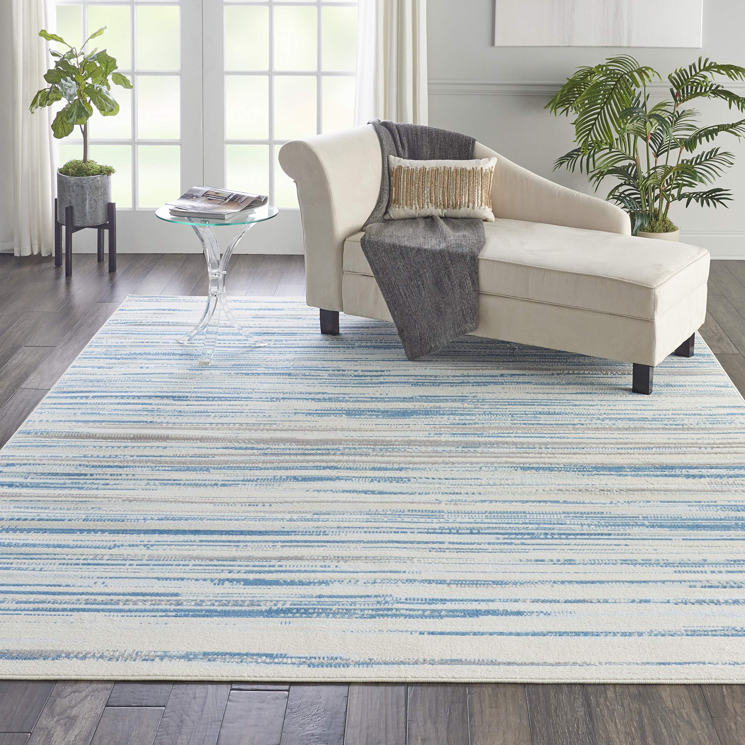 Nourison Jubilant Abstract Blue 7'10' X 9'10' Area Rug, Easy Cleaning, Non Shedding, Bed Room, Living Room, Dining Room, Kitch