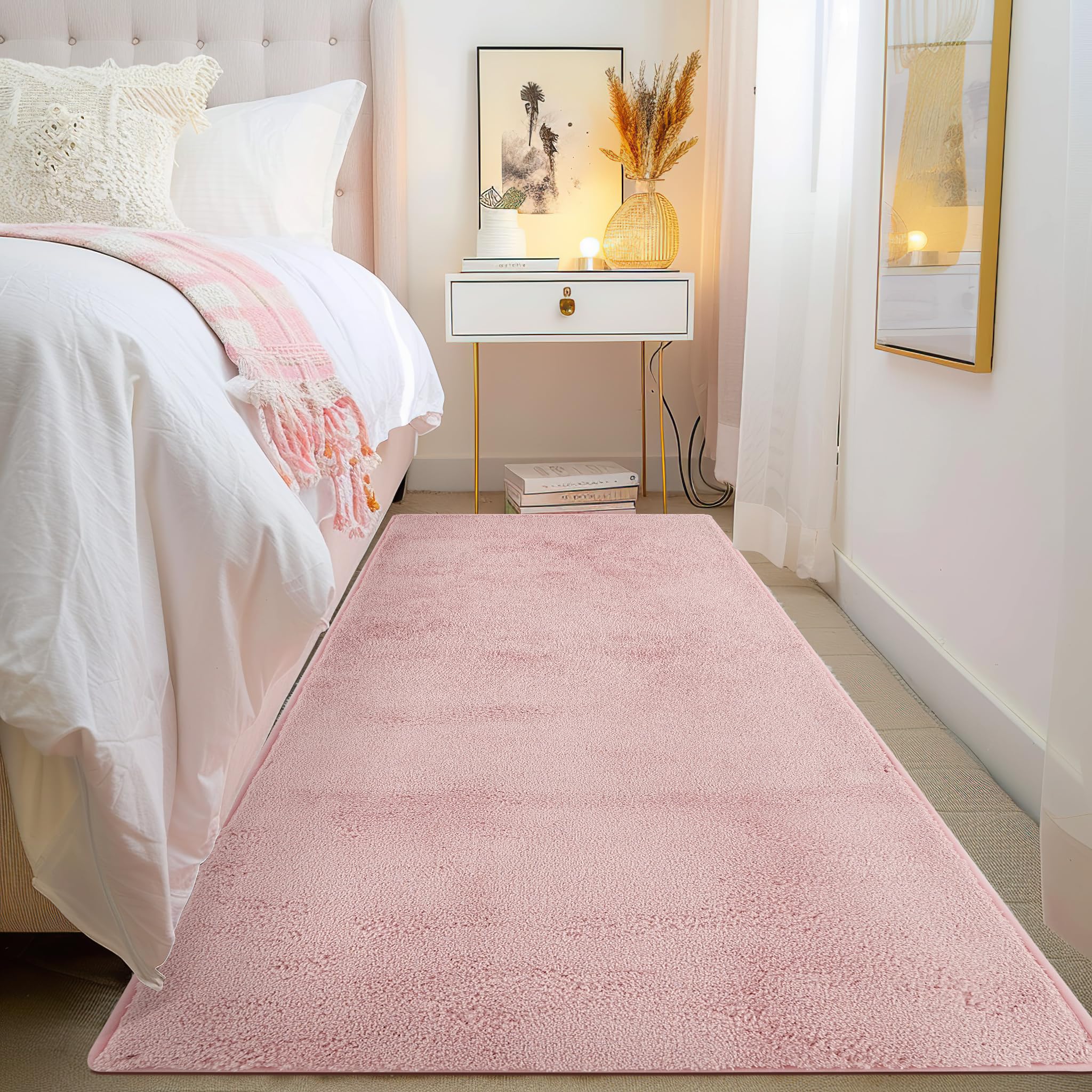 Jinchan Solid Plush Runner Rug 2X5 Performance Shaggy Rug Washable Rug Hallway Rug Soft Rug Modern Faux Faux Wool Rug Cozy Non S
