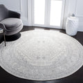 SAFAVIEH Adirondack Collection Area Rug - 67 Round, Ivory & Silver, Oriental Medallion Design, Non-Shedding & Easy Care, Ideal 