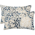 Dahlia Pillow Covers 12X20 Inch Set Of 2 Summer Rust Geometric Flower Outdoor Decorative Throw Pillows Farmhouse Navy Blue Pillo