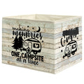 WARDOS Rustic Camping Camper Storage Bin Box with Handles, Making Memories One Campsite at a Time Foldable Linen Fabric Laundry 