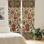 Ambesonne Floral Art Curtains, Ethnic Oriental Curlicue Leaves Greenery With Trippy Flowers Bohemian, Window Treatments 2 Panel