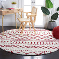 Safavieh Arizona Shag Collection 67 Round Ivory/Red ASG741P Moroccan Non-Shedding Entryway Foyer Living Room Bedroom Kitchen 1.