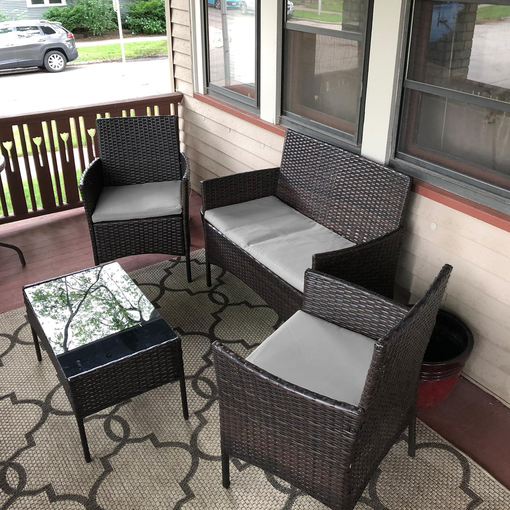 Sqodok Patio Cushion Covers 3 Packs Outdoor Seat Cushions Replacement Covers Fit For 4 Pieces Wicker Rattan Furniture Patio Conv