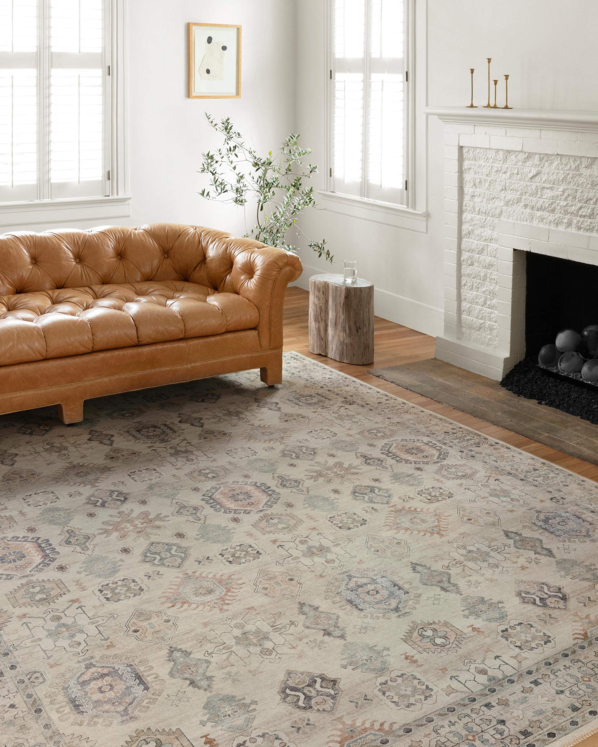 Loloi II Hathaway Collection HTH-04 Beige/Multi 2-0 x 5-0, .25 Thick, Accent Rug, Soft, Durable, Printed, Modern, Low Pile, No