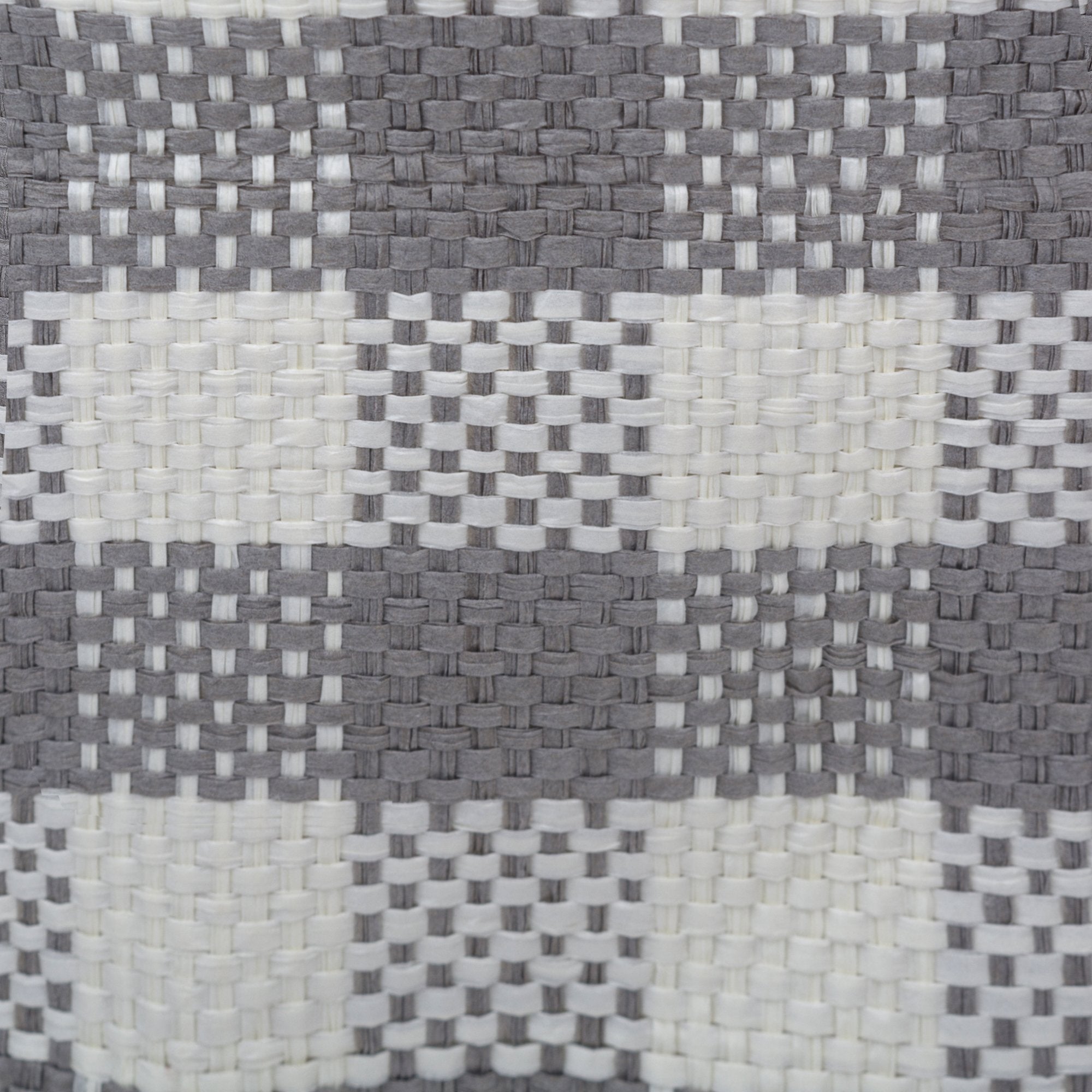 Dii Woven Paper Storage Bin, Checkers, Gray, Medium Round