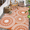 Ileading Outdoor Plastic Straw Rug 6X9Ft Modern Geometric Style Reversible Patio Area Rugs Waterproof Non Shedding Portable Carp