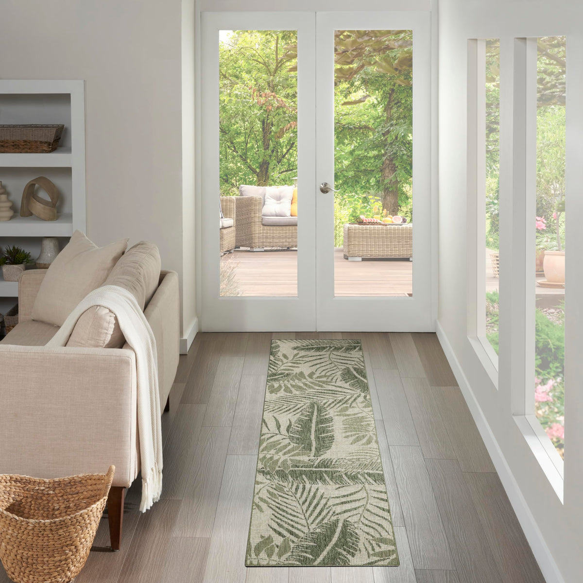 Nourison Garden Oasis Ivory Green 2' X 6' Area Rug - Easy Cleaning, Non Shedding, Bed Room, Living Room, Dining Room, Kitchen (6
