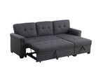 Lilola Home Destiny Dark Gray Linen Reversible Sleeper Sectional Sofa with Storage Chaise