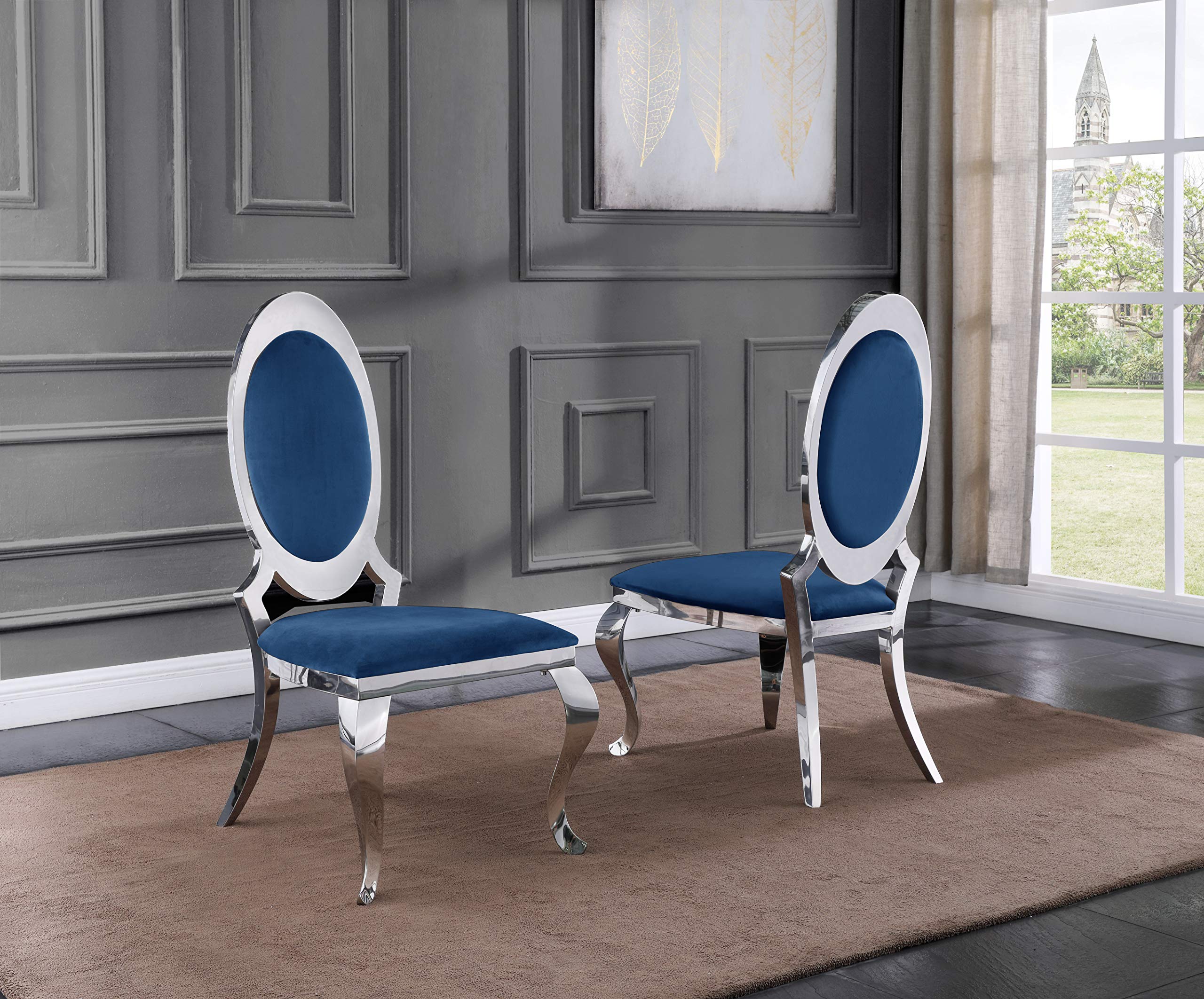 Furniture D14-4Sc181 Dining Set, Navy Blue