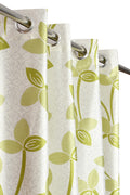GOYRISE Leaf Printed Polyester Grommet Window Semi Sheer Curtains 5 Feet Long Set Of 2 (Green 4 Feet X 5 Feet)