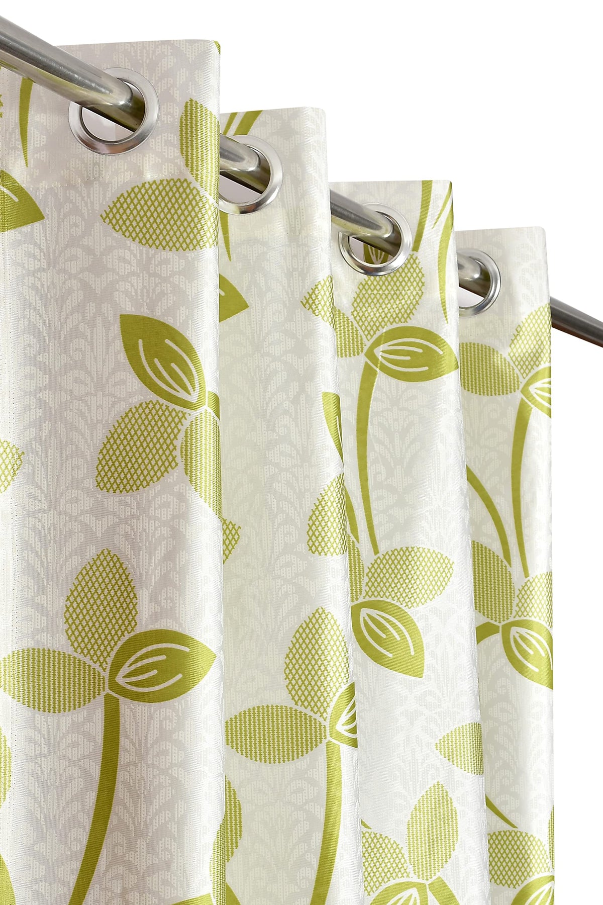 GOYRISE Leaf Printed Polyester Grommet Window Semi Sheer Curtains 5 Feet Long Set Of 2 (Green 4 Feet X 5 Feet)