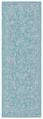 Safavieh Courtyard Collection 2'3' X 10' Aqua/Grey Cy8680 Indoor/ Outdoor Patio Backyard Mudroom Runner Rug