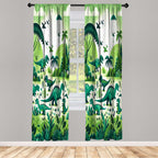 Ambesonne Dinosaur Curtains, Modern Artwork Of Jurassic Scenario With Dino Animals And Wild Jungle, Window Treatments 2 Panel Se