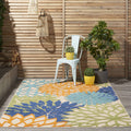 Nourison Aloha Indoor/Outdoor Multicolor 6' X 9' Area Rug, Easy Cleaning, Non Shedding, Bed Room, Living Room, Dining Room, Deck