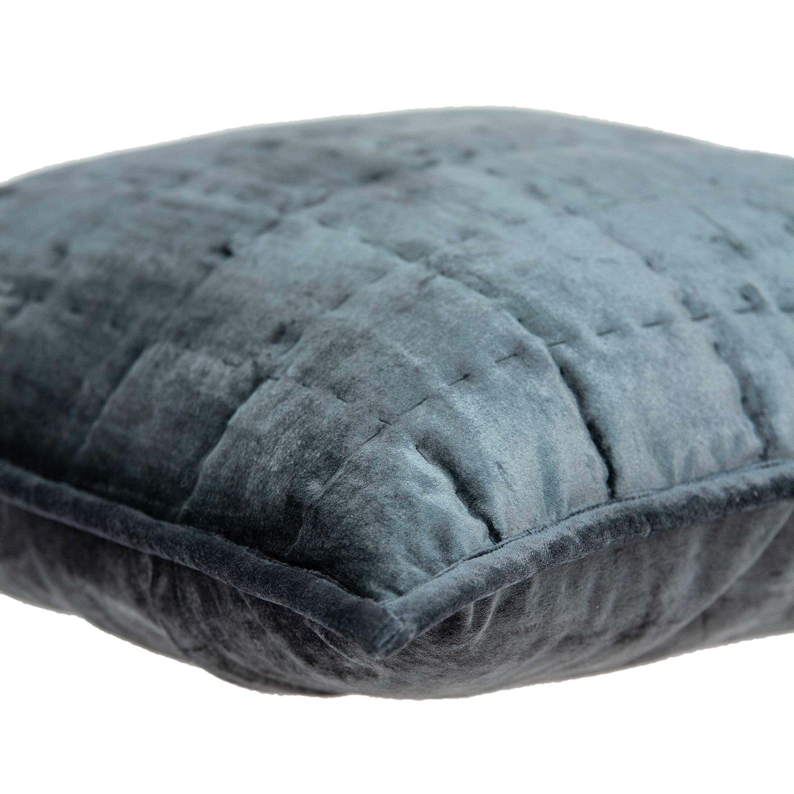 HomeRoots 50% Cotton, 50% Viscose 20' X 7' X 20' Transitional Charcoal Solid Quilted Pillow Cover with Poly Insert