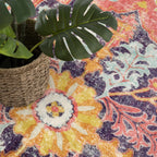 Lahome Bohemian Floral Medallion Round Rug - 3Ft Small Hot Pink Round Area Rug For Girls Bedroom Nursery Mat, Boho Washable Soft