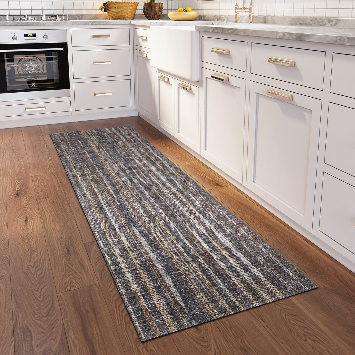 Addison Rugs Waverly 2'3&quot; X 7'6&quot; Awa31 Brown Indoor Outdoor Hallway Runner Rug, Stain Resistant Carpet For Bathroom, Laundry Room, Easy Clean, Machine Washable, Non Shedding, Living Room, Dining Room
