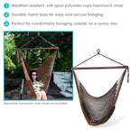 Sunnydaze Indoor/Outdoor Caribbean Xl Hanging Hammock Chair Swing - Soft-Spun Polyester Rope - 300-Pound Capacity - Mocha