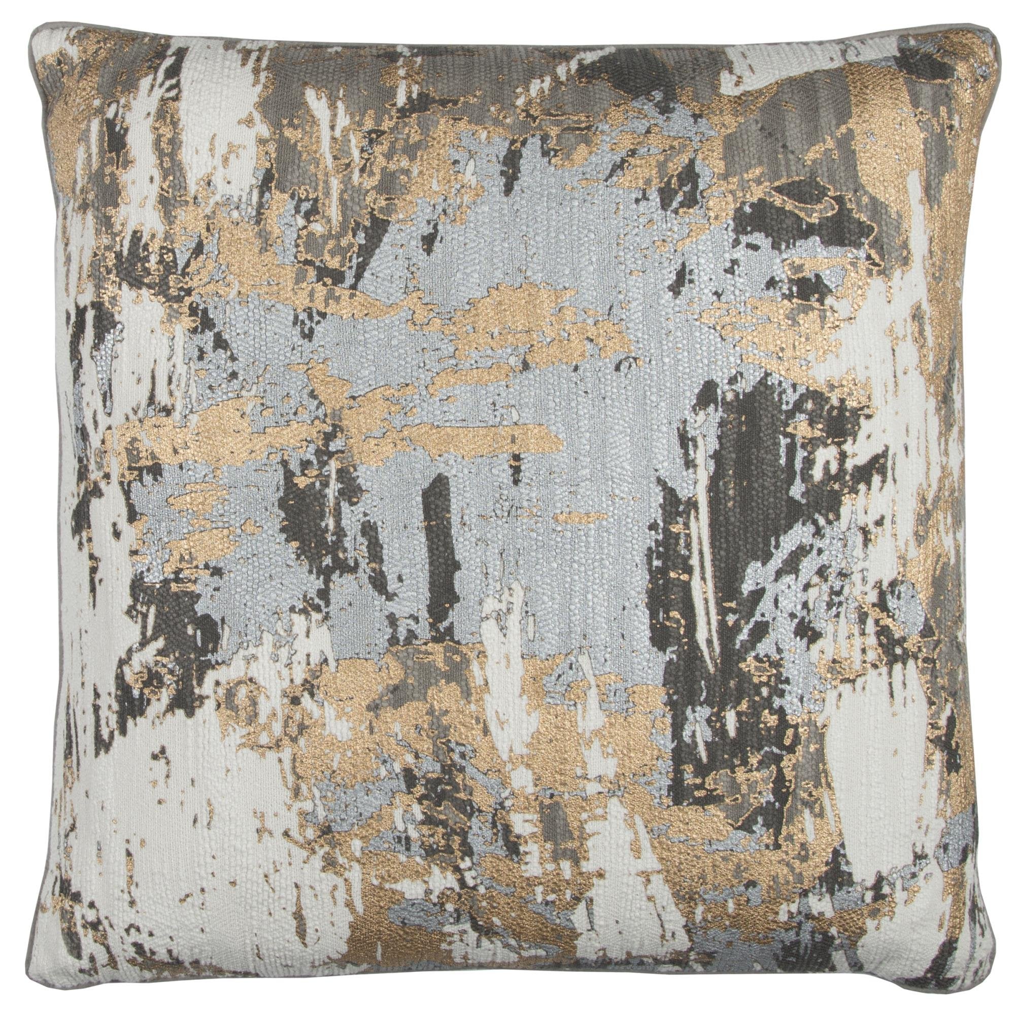 Rizzy Home T12406 Decorative Down Filled Throw Pillow 20&quot; X 20&quot; Gray / Copper