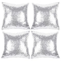 Pack Of 4 Silver Sequin Pillow Covers, 18X18 Inch Shiny And Luxury Decorative Throw Pillow Cases Metal Cushion Covers For Couch