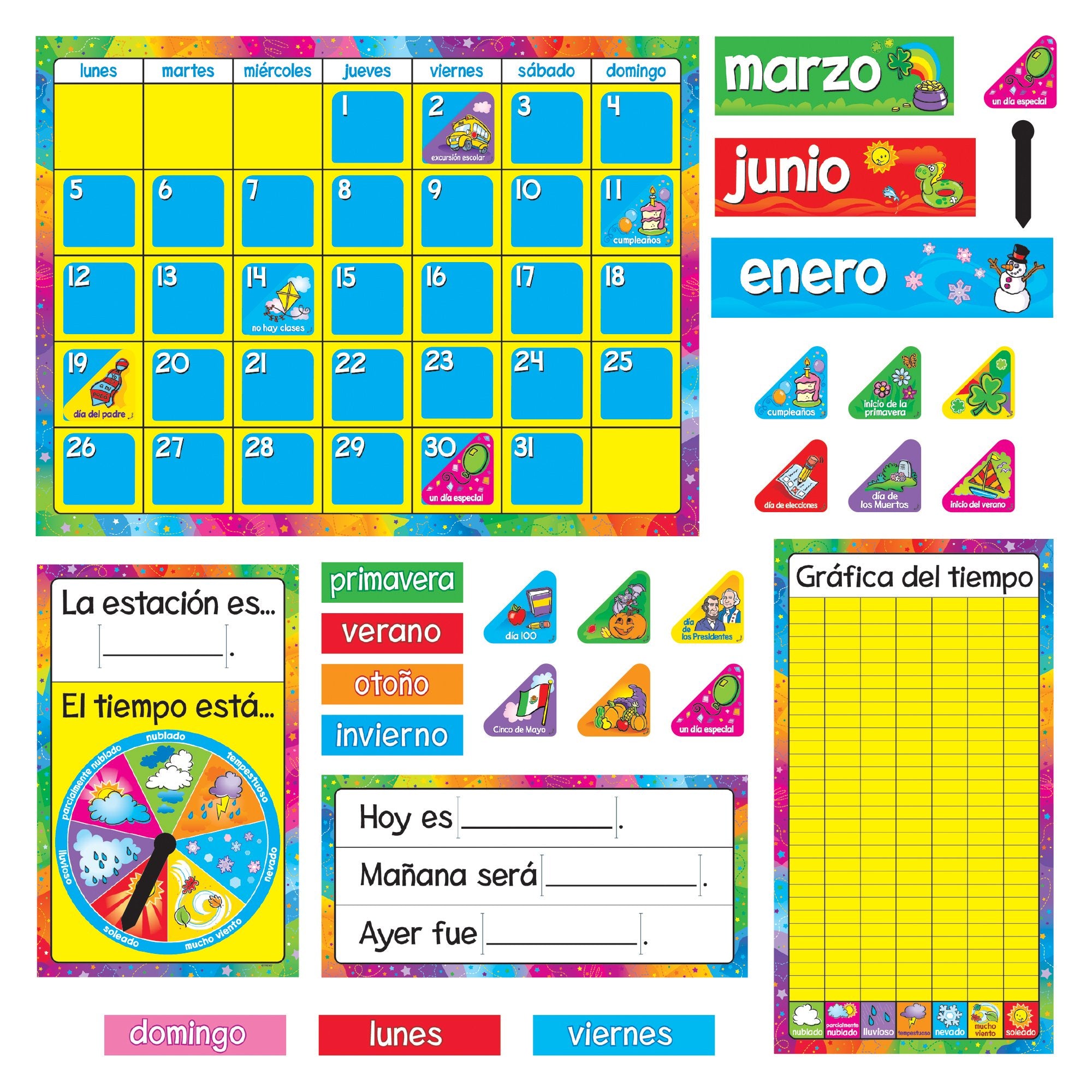 Trend Calendario Anual Spanish Bulletin Board Set, Classroom Decor