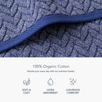 Texere 100% Organic Cotton Jacquard 650 Gsm Premium Bath Towel Sets - Extra Absorbent Quick Dry And Plush (Cable, Estate Blue, 2