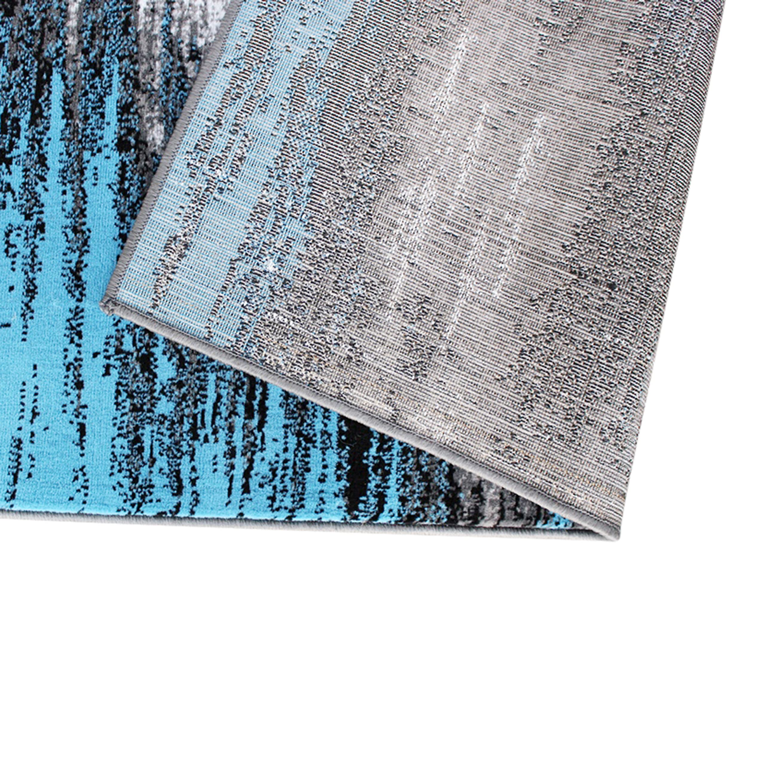 Flash Furniture Rylan Collection Abstract Area Rug - Scraped Design Blue Olefin Rug - 5' X 7' Area Rug - Jute Backing - Living Room, Bedroom, & Family Room