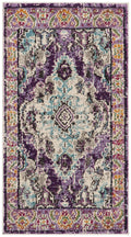 SAFAVIEH Monaco Collection Accent Rug - 22 x 4, Violet & Light Blue, Medallion Distressed Design, Non-Shedding & Easy Care, Id
