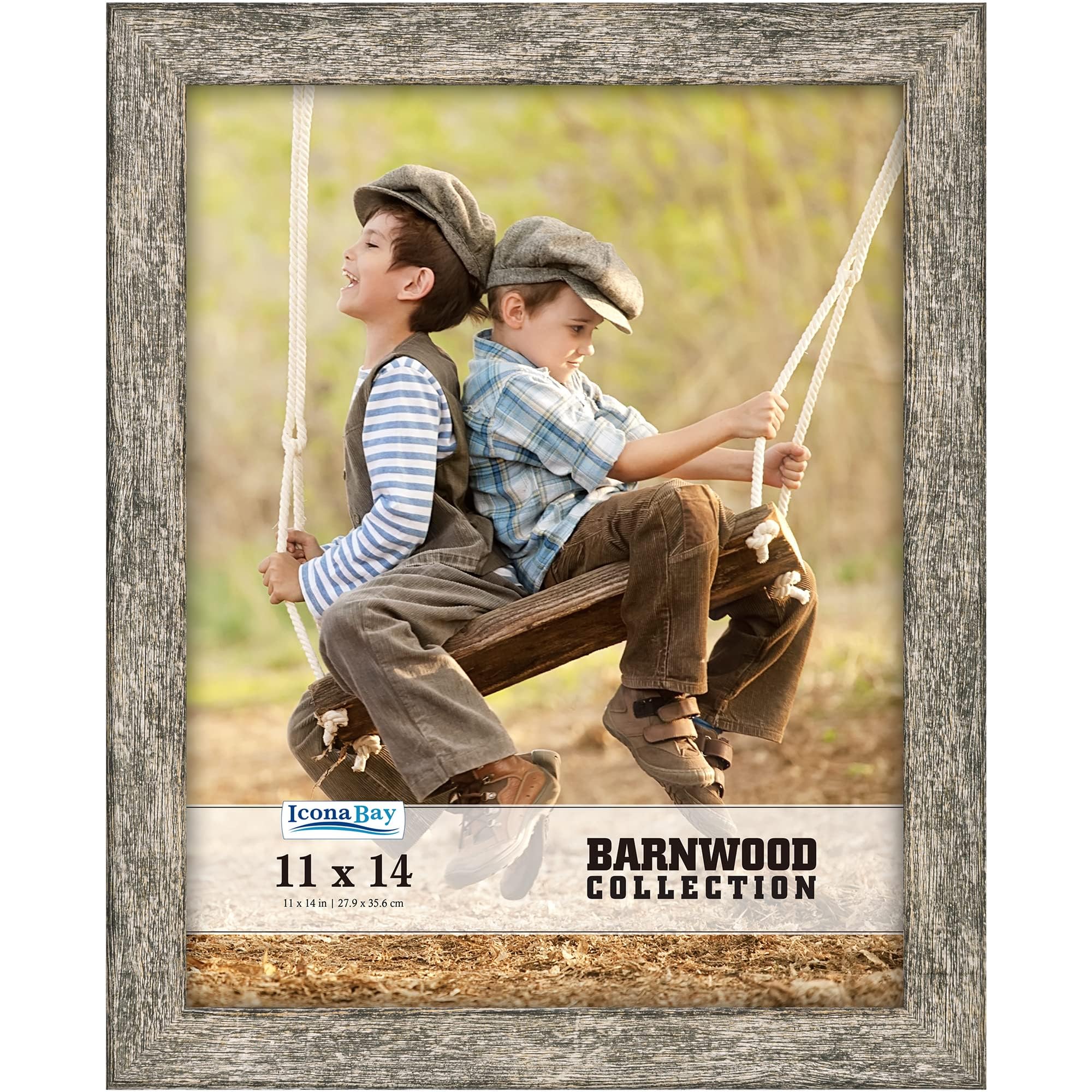 Icona Bay 11x14 Brown Oak Picture Frame, Country Rustic Style 11 x 14 Photo Frame, Table Top or Wall Mount, Barnwood Collection