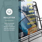 Safco Onyx Mesh Magazine Holder, Ladder Style Display Rack with 5 Pockets, Brochure Organizer, Commercial-Grade Steel Construction, Black