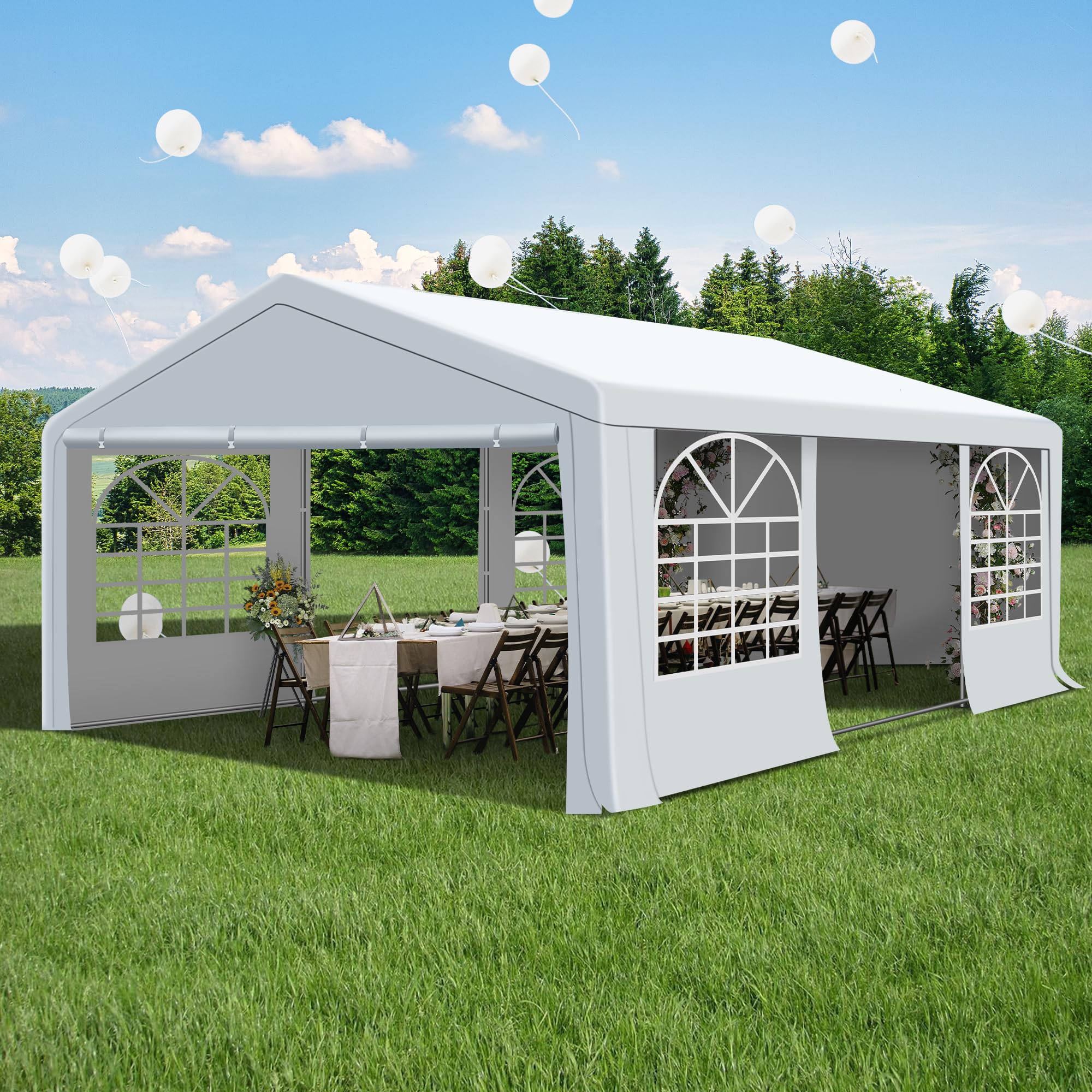 Raysfung 20 X 20Ft Party Tent Heavy Duty, Outdoor Wedding Tent With Removable Sidewalls, Event Gazebo Shelters Canopy For Party